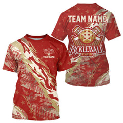 Maxcorners Custom Brown And Red Grunge Pickleball T-Shirt For Men Outfits Pickleball Jersey MT0609