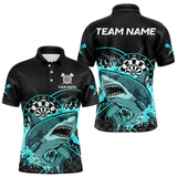 Maxcorners Black And Turquoise Funny Shark Dartboard Custom Men Darts Polo Shirt Dart Jerseys TU1011
