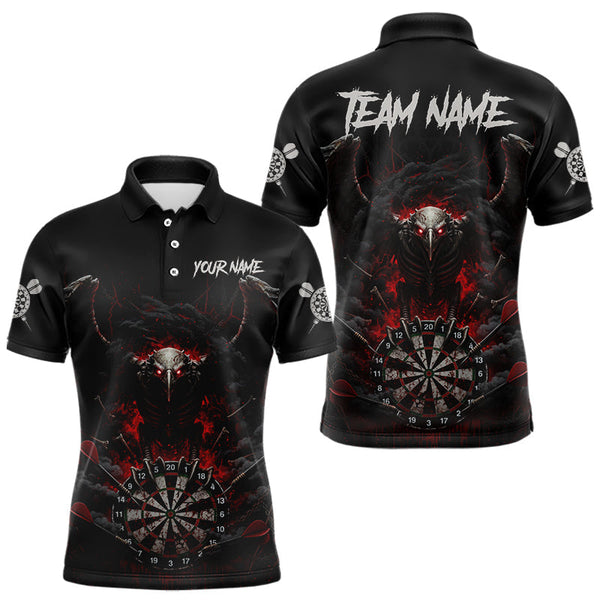 Maxcorners Black Smokes Eagle Chain Red Grunge Dartboard Custom Men Darts Polo Shirt Dart Jerseys TU1011