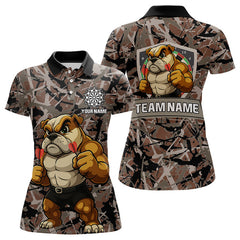 Maxcorners Golden Ochre Bulldog With Arrows Men's Grunge Darts Shirt - Custom Name For Players LM2206
