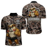 Maxcorners Golden Ochre Bulldog With Arrows Men's Grunge Darts Shirt - Custom Name For Players LM2206