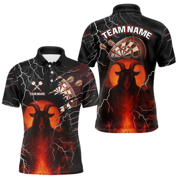 Maxcorners Flaming Goat Lightning Dartboard Men's Darts Team Shirt - Custom Name For Players LM2206