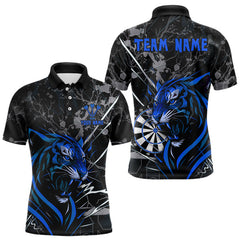 Maxcorners Men's Dart Polo Team Shirt Fierce Tiger Dartboard - Personalized Darts Team | Blue LM1008