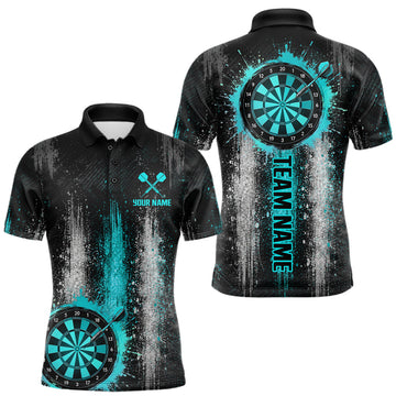 Maxcorners White And Teal Splatter Dart Shirt For Men Personalized Splash Dart Team Outfits Jerseys