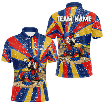 Maxcorners Mens Funny Parrot Golf Shirts Grunge Colorful Golf Clothing Custom Golf Team Polo, Golf Upf Shirts LM1307