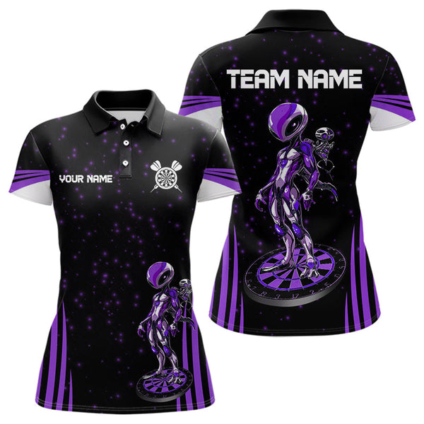 Maxcorners Custom Purple Alien And Dartboards Dart Polo Shirts For Men, Dart Team Jerseys LM1008