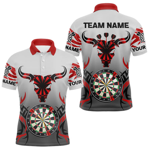 Maxcorners Red Dark Bull Colorful Dartboard Men's Darts Shirt - Custom Name For Darts Jersey LM2206