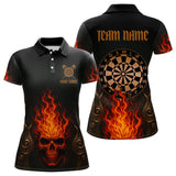 Maxcorners Flame Skull & Dartboard Custom Darts Quarter-Zip Shirt For Men - Darts Team Jersey LM1307
