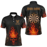 Maxcorners Flame Skull & Dartboard Custom Darts Quarter-Zip Shirt For Men - Darts Team Jersey LM1307