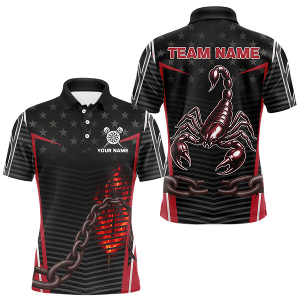 Maxcorners Custom Men's Darts Polo & 1/4 Zip Jersey - Flame Darts & Scorpion Darts Shirt | Red TU1108