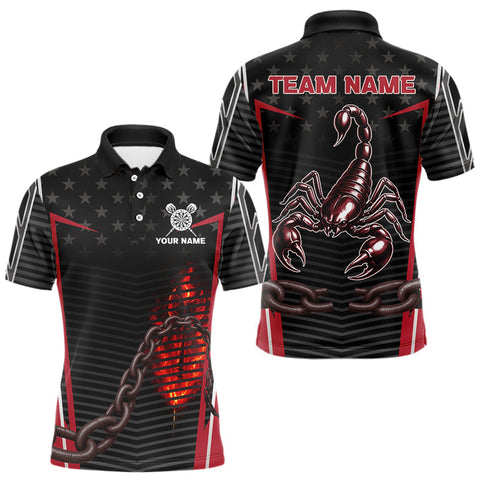 Maxcorners Custom Men's Darts Polo & 1/4 Zip Jersey - Flame Darts & Scorpion Darts Shirt | Red TU1108