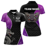 Maxcorners Grey Dragons Purple & Black Dartboard Darts Shirt For Men - Custom Darts Uniform LM2206