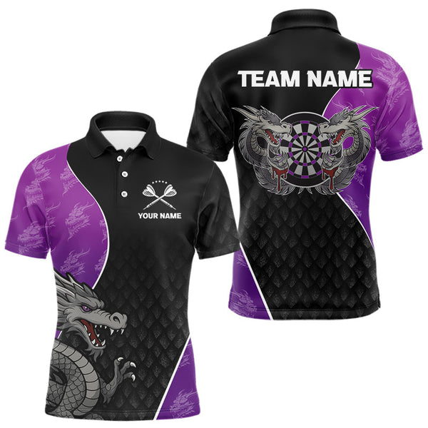 Maxcorners Grey Dragons Purple & Black Dartboard Darts Shirt For Men - Custom Darts Uniform LM2206