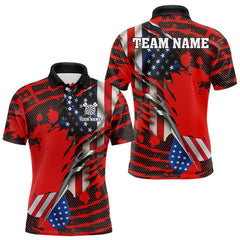 Maxcorners Custom American Flag Dart Arrow Black & Red Dart Men Polo Shirt Patriotic Dart Jerseys MT1110