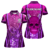 Maxcorners Purple Skull & Flame Darts Men's Darts Polo Shirt Custom Name For Players LM1307