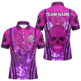 Maxcorners Purple Skull & Flame Darts Men's Darts Polo Shirt Custom Name For Players LM1307