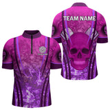 Maxcorners Purple Skull & Flame Darts Men's Darts Polo Shirt Custom Name For Players LM1307