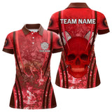 Maxcorners Red Skull & Flame Darts Men's Darts Polo Shirt Custom Name For Players LM1307