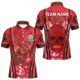 Maxcorners Red Skull & Flame Darts Men's Darts Polo Shirt Custom Name For Players LM1307