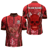 Maxcorners Red Skull & Flame Darts Men's Darts Polo Shirt Custom Name For Players LM1307