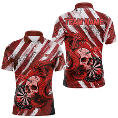 Maxcorners White And Red Cobra Skull Dartboard Custom Men Darts Polo Shirt Grunge Dart Jerseys LM1411