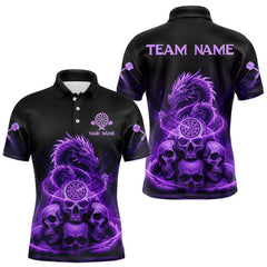 Maxcorners Custom Purple Galaxy Dragon Skulls Dartboard Men Darts Polo Shirt Dart Team Jerseys LM1411