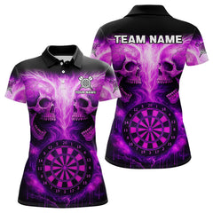 Maxcorners Electric Purple Skulls & Dartboard Darts Shirt For Men - Custom Dart Player Jersey MT2306
