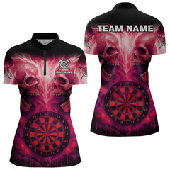 Maxcorners Electric Red Skulls & Dartboard Darts Shirt For Men - Custom Dart Player Jersey MT2306