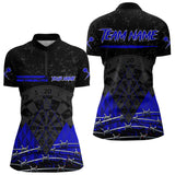 Maxcorners Barbed Wire & Grunge Dartboard Blue Darts Shirt For Men - Custom Name For Players MT2306