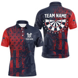 Maxcorners US Flag Grunge Star Dartboard Men's Darts Polo Shirt - Custom Name For Players TU1407