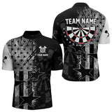Maxcorners US Flag Grunge Star Dartboard Men's Darts Polo Shirt - Custom Name For Players LM2007