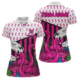 Maxcorners Custom Pink Ribbon Flamingo Dart Polo Shirt For Men Breast Cancer Awareness Dart Jerseys MT1309
