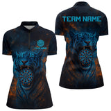 Maxcorners Custom Blue Orange Galaxy Tiger Dartboard Dart Polo Shirt For Men Dart Tournament Jerseys MT1309