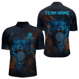 Maxcorners Custom Blue Orange Galaxy Tiger Dartboard Dart Polo Shirt For Men Dart Tournament Jerseys MT1309