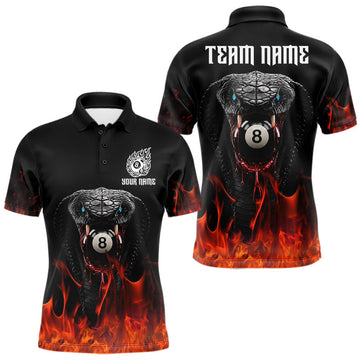 Maxcorners Cobra Snake 8 Ball Billiard Shirt For Men Custom Pool Team Jersey Red Flaming Billiard Shirt LM0410
