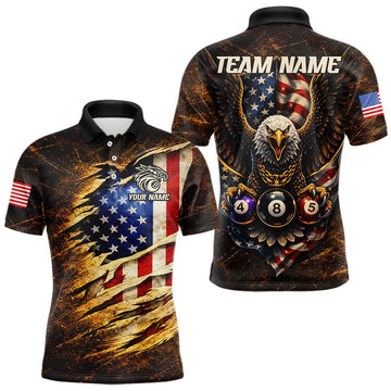 Maxcorners Eagle Retro Grunge American Flag Ball 8 Billiards Pool Shirt For Men Personalized Billiard Team Names