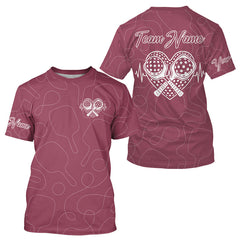 Maxcorners Men's Pickleball T-Shirt Custom Pickleball Heartbeat For Pickleball Lovers | Pink LM1708
