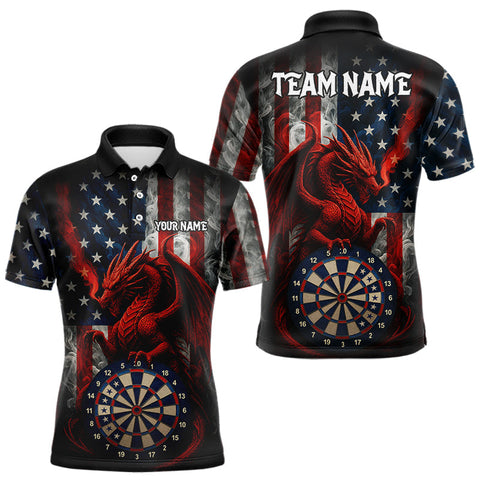 Maxcorners Personalized Smoke US Flag Dartboard Patriotic Dart Jerseys For Men , Dart Team Shirt MT1408