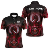 Maxcorners Personalized Men's Dart Shirt Custom Lightning Dragon Polo 1/4-Zip Darts Jersey | Red TU1208