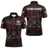 Maxcorners Skull Warrior Red Digital Camo Custom Funny Darts Polo Shirt For Men Dart Jerseys MT1511