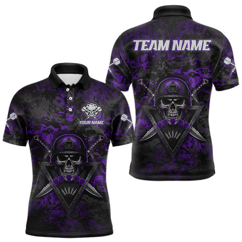 Maxcorners Skull Warrior Purple Digital Camo Custom Funny Darts Polo Shirt For Men Dart Jerseys MT1511