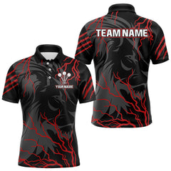 Maxcorners Men's Custom Darts Team Shirts With Crimson Lightning And Stealth Lion