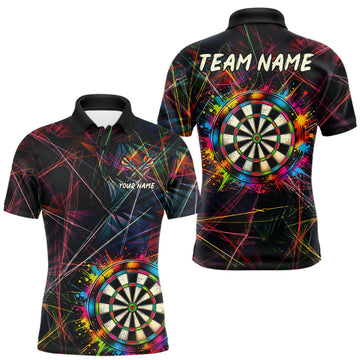 Maxcorners Splatter Paint Dartboard & Arrow Mens Darts Shirt Personalized Colorful Team Darts Jersey LM1705