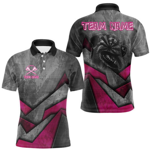 Maxcorners Aggressive Dog Dartboard Pink Darts Shirt For Men - Custom Name For Players