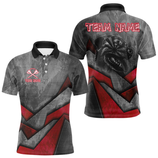 Maxcorners Aggressive Dog Dartboard Red Darts Shirt For Men - Custom Name For Players