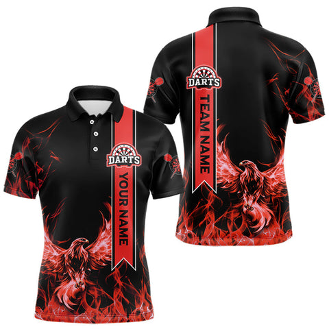 Maxcorners Custom Flames Eagle & Ribbon Dart Shirts For Men, Red Dart Team Jerseys Personalized MT1408
