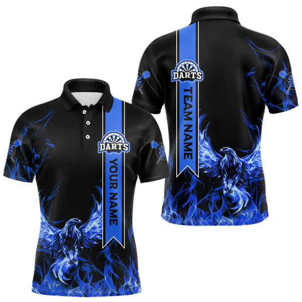 Maxcorners Custom Flames Eagle & Ribbon Dart Shirts For Men, Blue Dart Team Jerseys Personalized MT1408