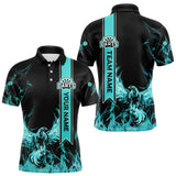 Maxcorners Custom Flames Eagle & Ribbon Dart Shirts For Men, Turquoise Dart Team Jerseys Personalized MT1408
