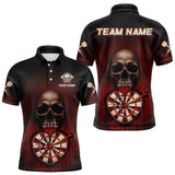 Maxcorners Black And Red Skull Camo Heart Dartboard Darts Polo Shirt For Men Grunge Dart Jerseys MT1511