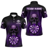 Maxcorners Black And Purple Skull Camo Heart Dartboard Darts Polo Shirt For Men Grunge Dart Jerseys MT1511